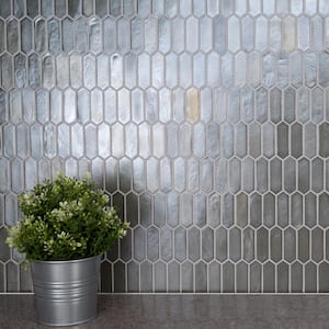 Pixie Grigia Hand Crafted 9.82 in. x 11.52 in. Glossy Glass Mosaic Wall Tile (7.9 sq. ft./Case)
