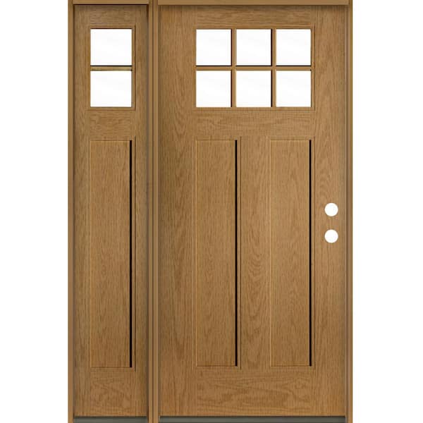 Krosswood Doors PINNACLE Craftsman 50 in. x 80 in. 6-Lite Left-Hand/Inswing Clear Glass Bourbon Stain Fiberglass Prehung Front Door/LSL