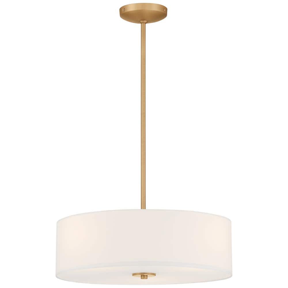 Antique Brushed Brass 18" LED Drum Ceiling Light - Transitional Design