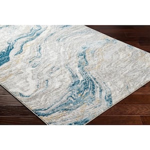 San Francisco Blue/Gray Abstract 5 ft. x 7 ft. Indoor Area Rug