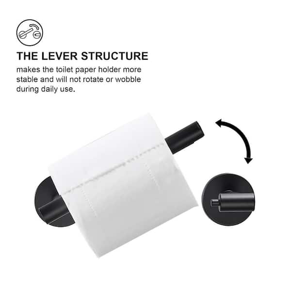 Modern Wall Mount Double Post Pivoting Toilet Paper Holder Bath Hardware Accessory in Matte Black