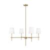 Generation Lighting Baker 4-Light Satin Brass Hanging Chandelier With White Linen Fabric Shades 3287204-848