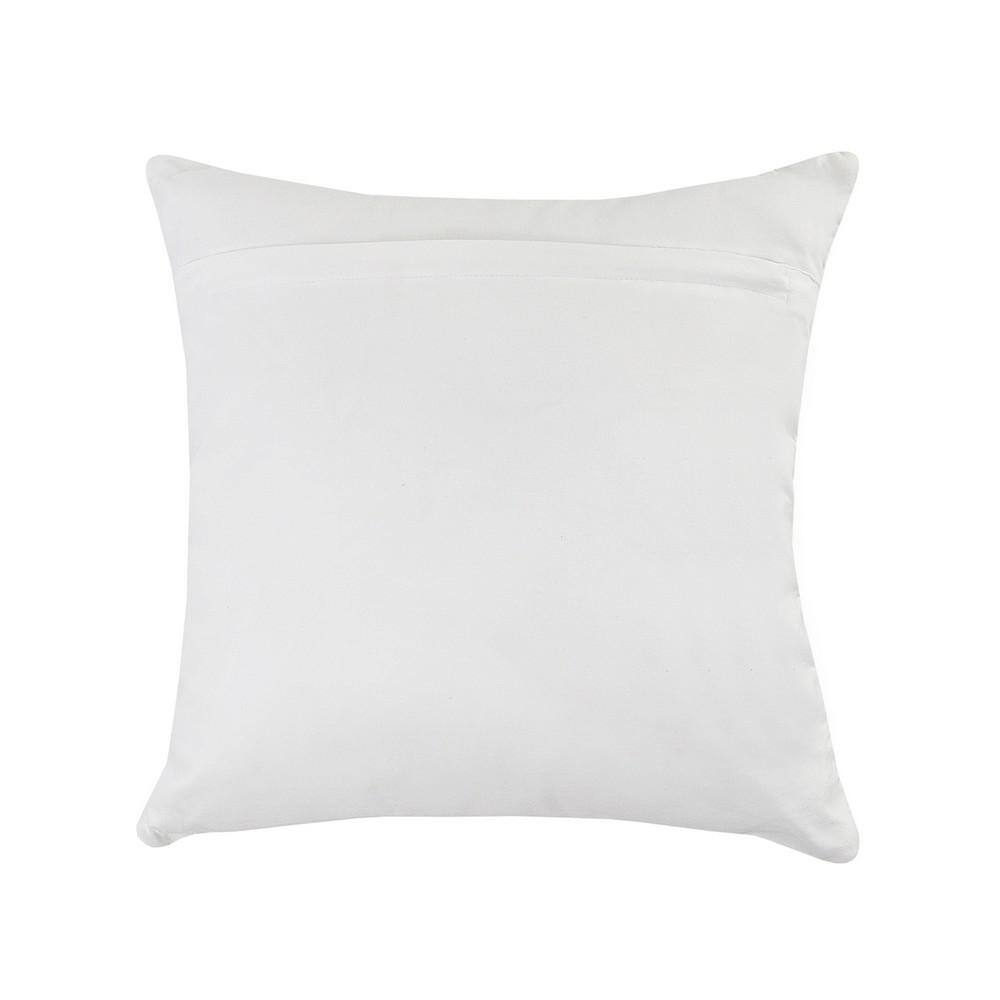 White and Taupe Gray Geometric Square Throw Pillow, 20" x 20"