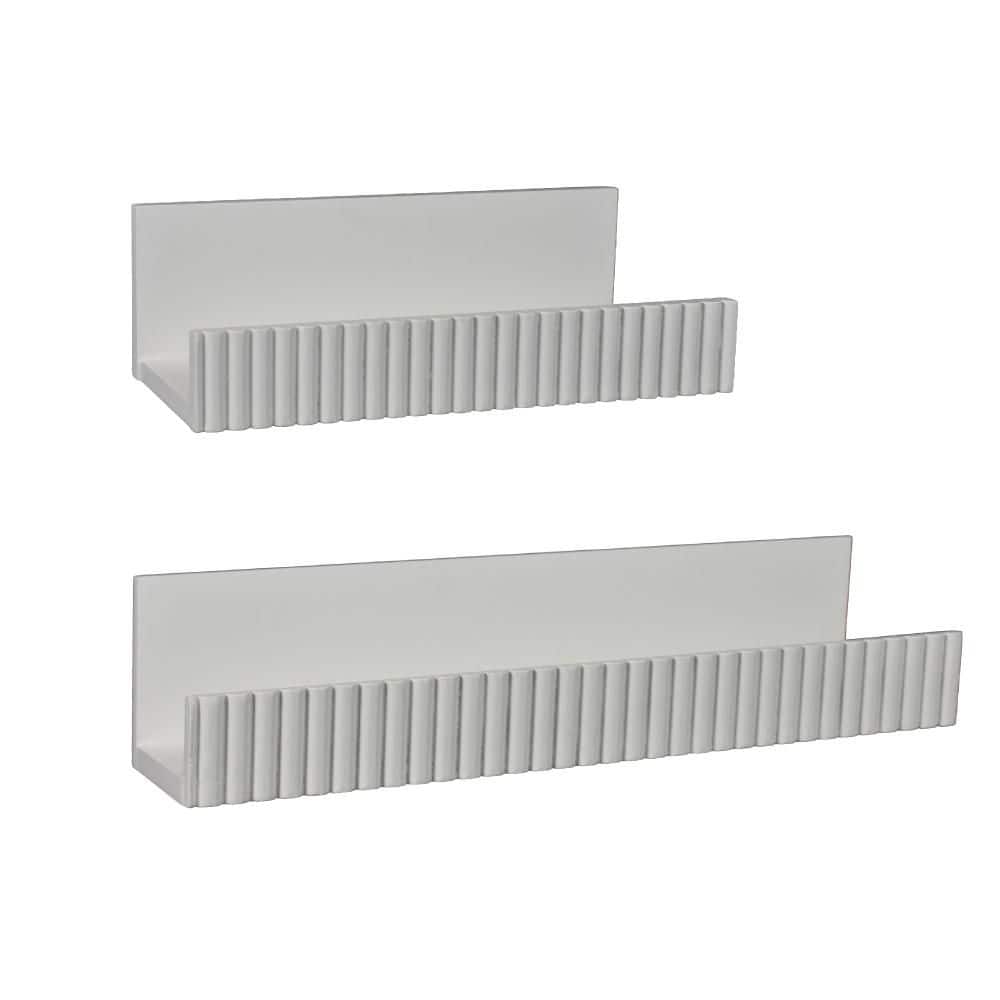 15.75 in. W x 5.12 in. Ribbed White MDF Shabby Chic Decorative Floating Wall Shelf 2pc Set, Decorative Picture Ledge price history on PriceWatchPro