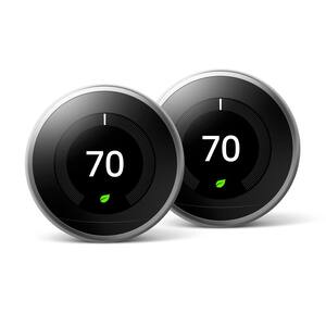 Nest Learning Thermostat - Smart Wi-Fi Thermostat - 2 Pack - Stainless Steel