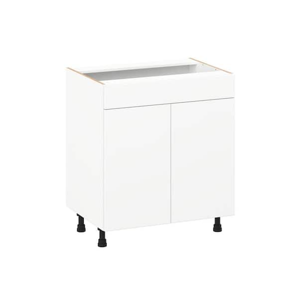 Timberline 30 in. W x 21 in. D x 30 in. H Assembled Slab Bath Sink Base Kitchen Cabinet in Bright White with False Front