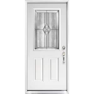 36 in. x 80 in. Element Series Padilla Half Lite Left-Hand Inswing White Primed Steel Prehung Front Door
