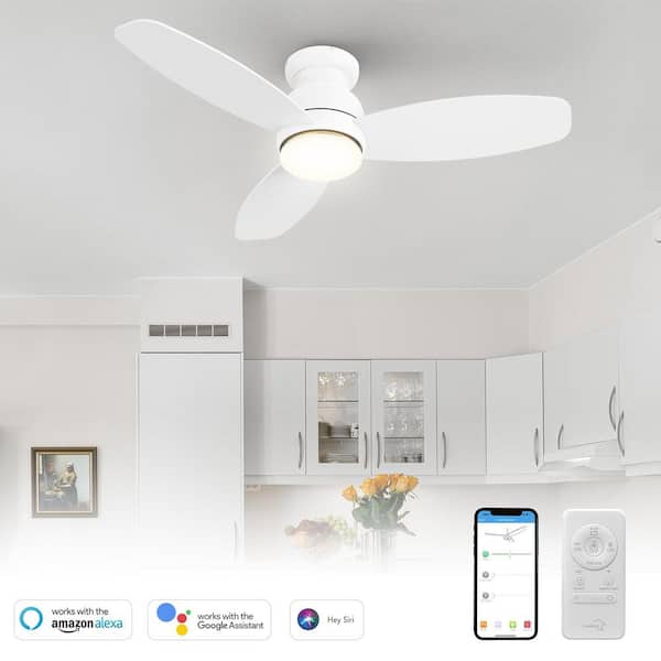 CARRO Trendsetter 48 in. Dimmable LED Indoor/Outdoor White Smart Ceiling Fan with Light and Remote, Works w/Alexa/Google Home