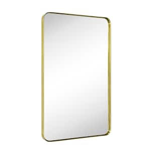 Kengston 24 in. W x 36 in. H Rectangular Stainless Steel Framed Wall Mounted Bathroom Vanity Mirror in Brushed Gold