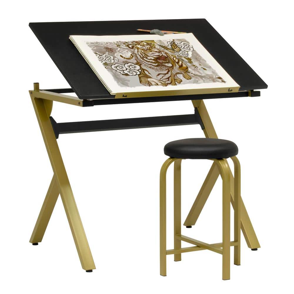 Studio Designs Stellar 36 in. Wide Drawing/Writing Desk in Gold / Black ...