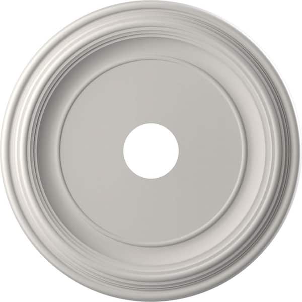 Ekena Millwork Traditional 19 in. O.D. x 3-1/2 in. I.D. x 1-1/2 in. P Thermoformed PVC Ceiling Medallion UltraCover Satin Blossom White