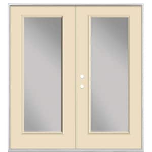 72 in. x 80 in. Golden Haystack Steel Prehung Right-Hand Inswing Full Lite Clear Glass Patio Door in Vinyl Frame