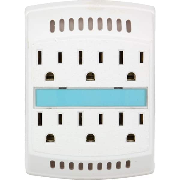 GE 6-Outlet Polarized Grounded Power Tap Night Light