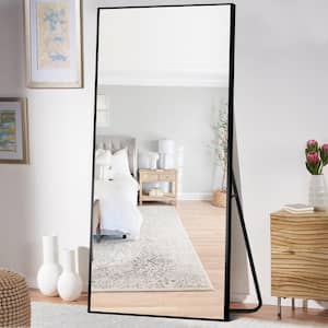 28 in. W x 71 in. H Rectangle Framed Full Length Mirror Wall-Mounted Mirror in Black