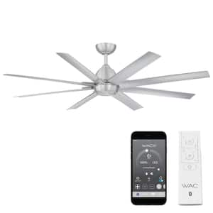 Mocha XL 66 in. Indoor/Outdoor Brushed Aluminum 8-Blade Smart Ceiling Fan with Remote Control