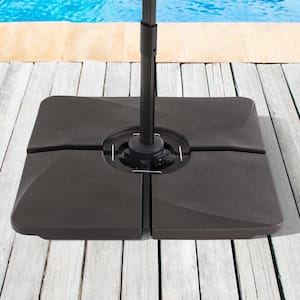 4-Piece 180 lbs. Patio Umbrella Base Water/Sand Filled Suitable for Cantilever Umbrella with Cross Base in Brown
