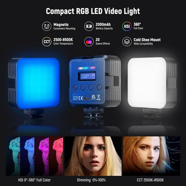 QPLOVE Kit Vlog Smartphone Complet - Micro Cravate, Lumière LED, Trépied, Télécommande - Pour YouTube, TikTok, Live
