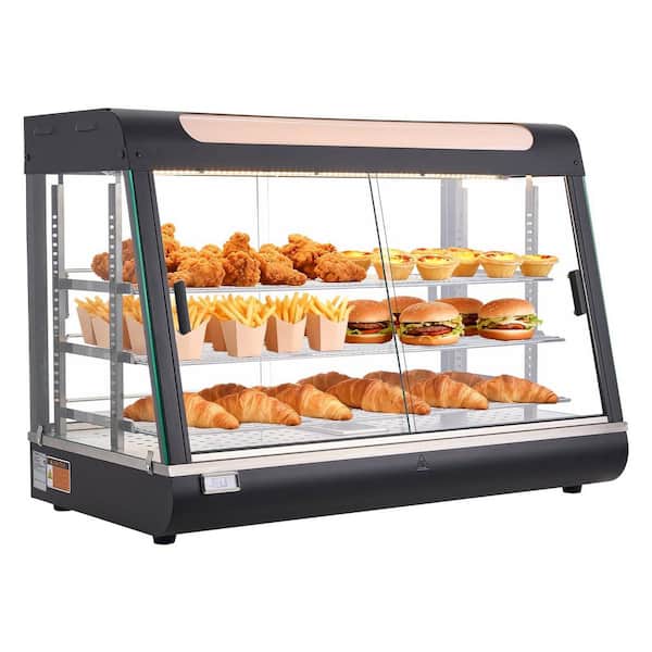 3-Tier Commercial Food Warmer Display, 137 Qt. Food Display Warmer with Adjustable Shelves, 86℉~185℉ Steam Heating
