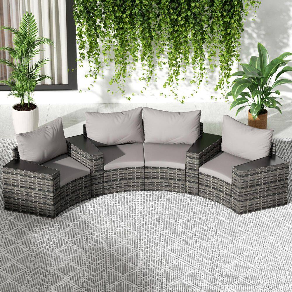 TIRAMISUBEST 8 Pieces Metal Wicker Outdoor Half-Moon