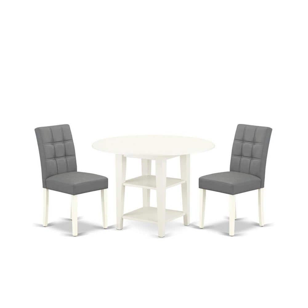 Set da Pranzo Salvaspazio da 3 Pezzi con Tavolo da Pranzo Ovale con Ripiano e 2 Sedie in MDF e Acciaio