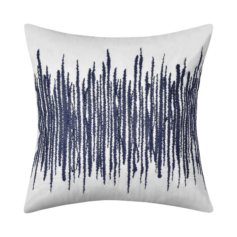 Dalton Navy Polyester Stripe 18 Square Decorative Throw Pillow 18 In. L 
