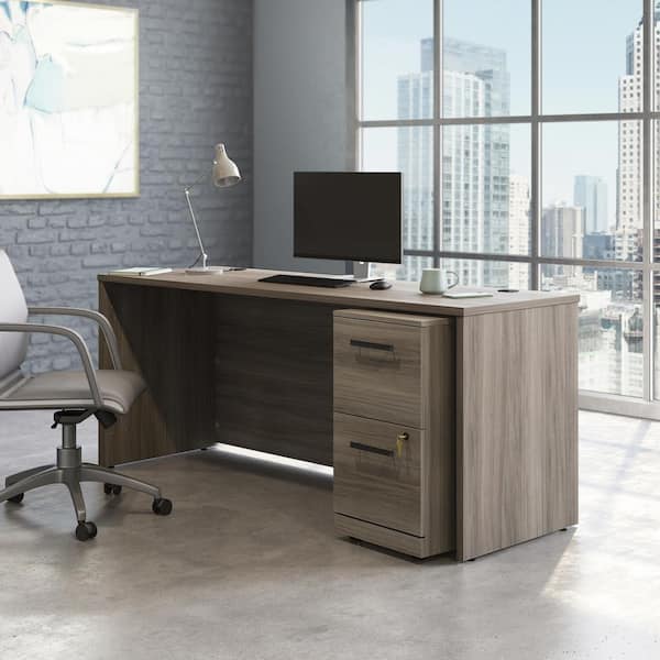 OFFICE WORKS BY SAUDER Affirm 71.102 in. Hudson Elm Desk with (Fully Assembled) 2-Drawer Mobile File Cabinet