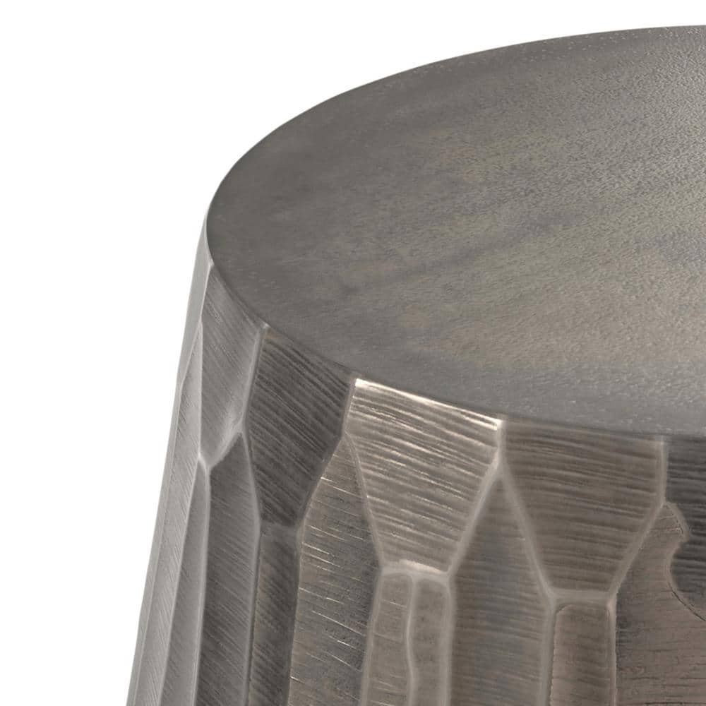 Graphite Round Cast Aluminum Drum Side Table