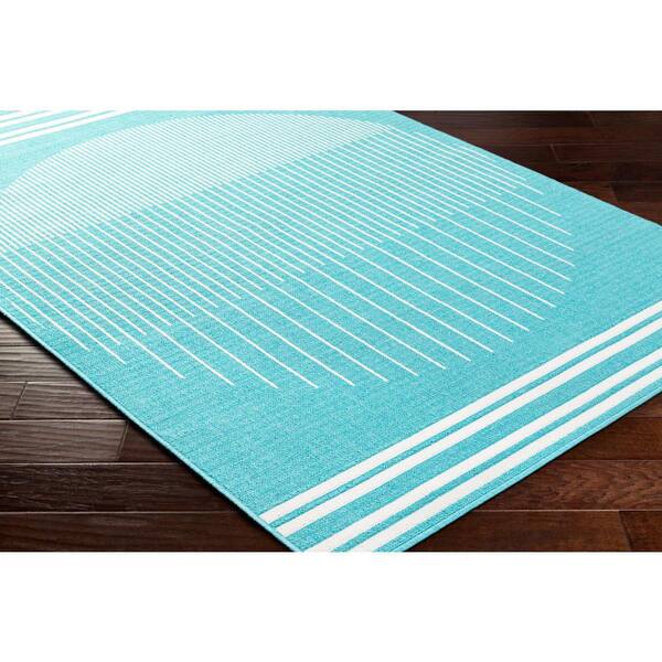 Alfresco Mint/Off White Abstract 7 ft. x 11 ft. Indoor/Outdoor Area Rug