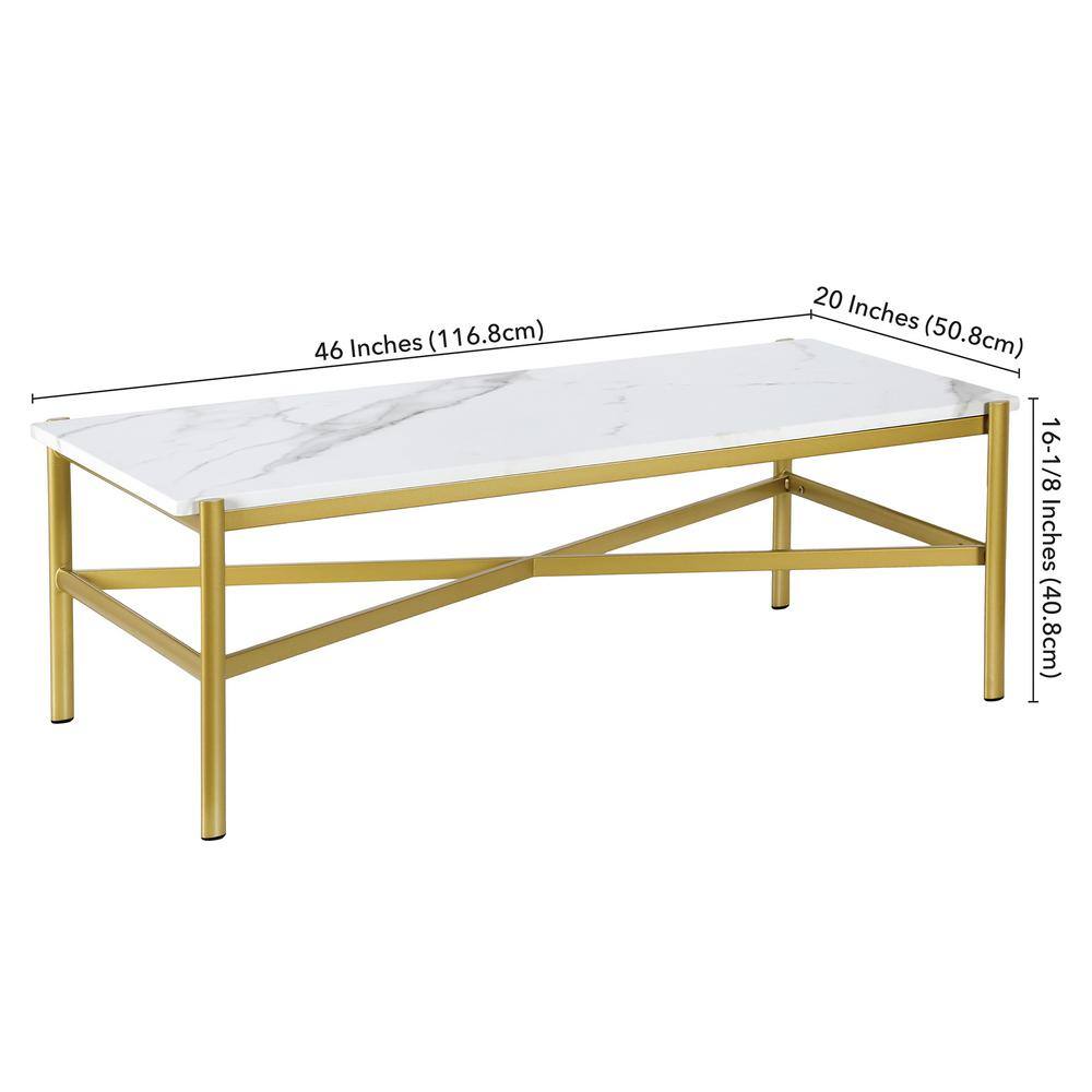 Braxton Gold Rectangular Coffee Table with Faux Marble Top