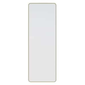24 in. W x 67 in. H Framed Radius Corner Stainless Steel Mirror in Satin Brass