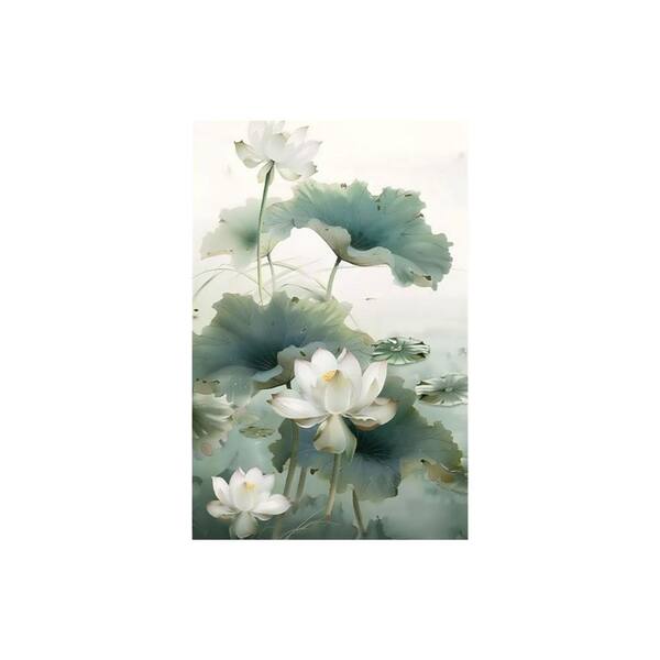 White Lotus Flower Unframed Canvas Art Print 36 in. x 24 in. PDFY6GRTM5 ...