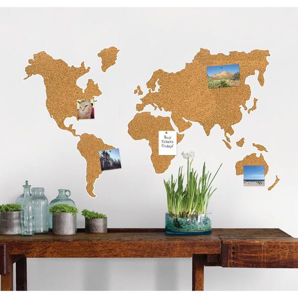WallPops - 26 in. x 26 in. Cork Map Pinboard Wall Decal