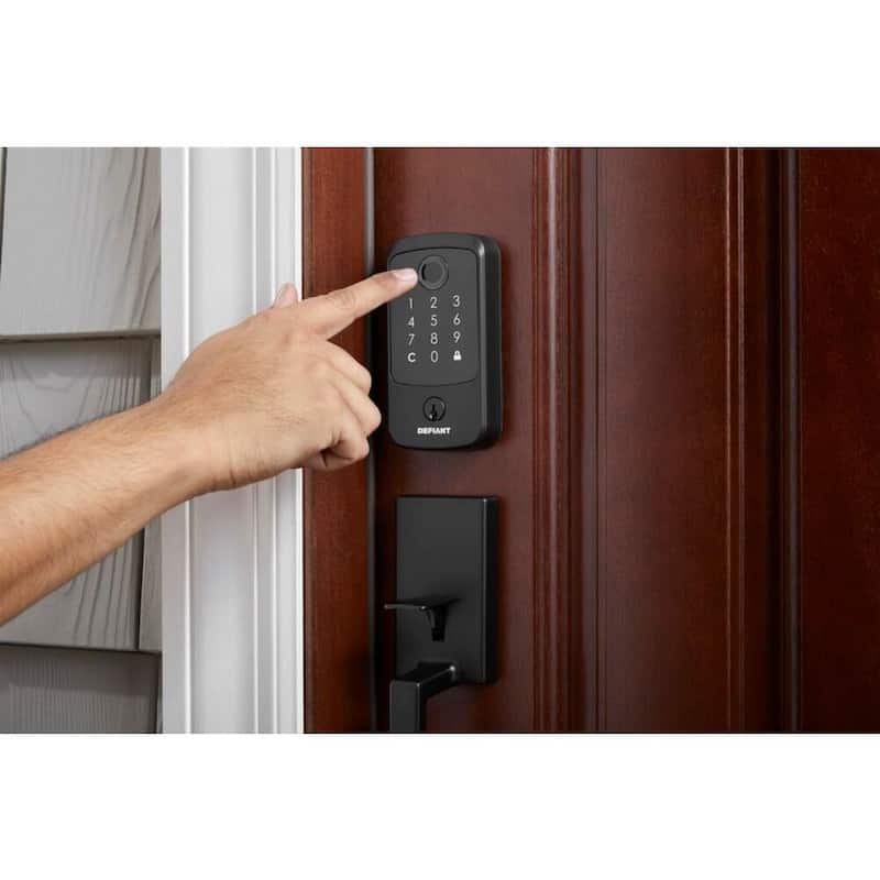 Hubspace Matte Black Square Biometric Fingerprint Electronic Touchpad Deadbolt