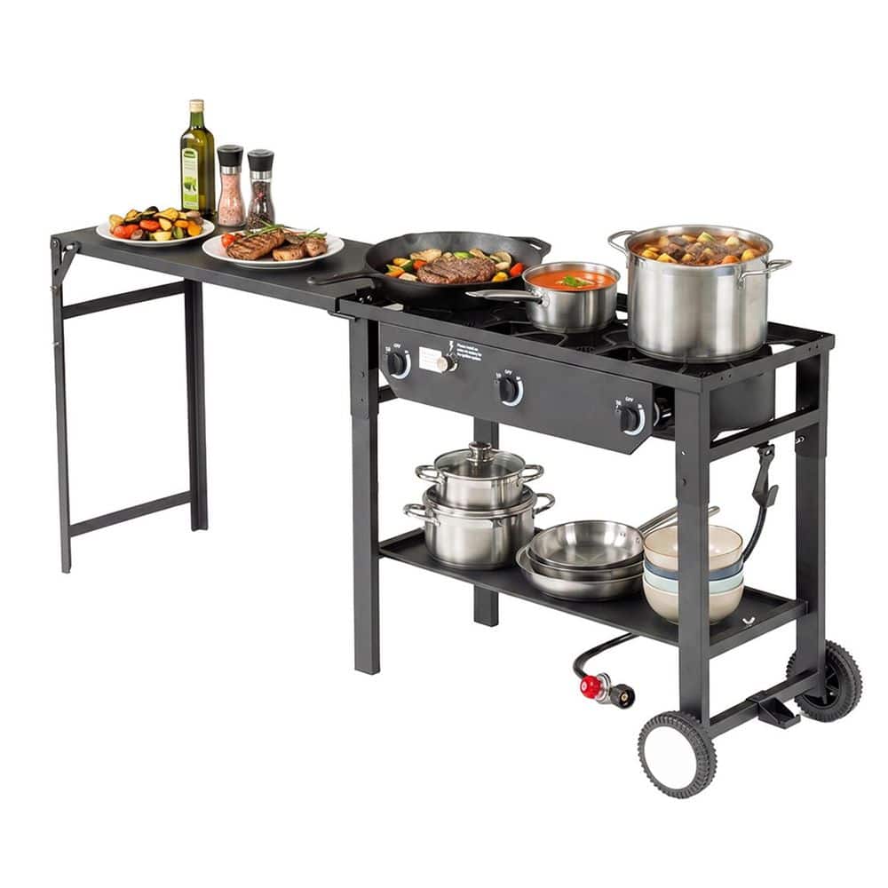 3 Burner Outdoor Propane Stove with Folding Side Table and Wheels price history on PriceWatchPro