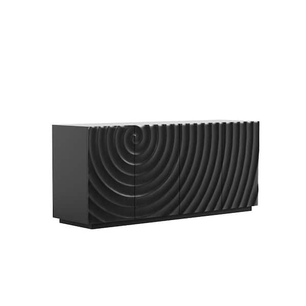 59 in. W x 15 in. D x 26.5 in. H Bathroom Black Linen Cabinet