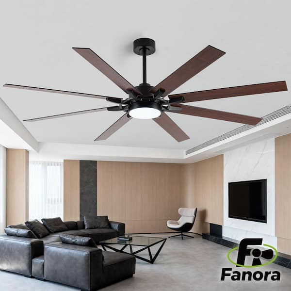 72 in. Indoor 6-Speed Black Smart LED Ceiling Fan with DC Motor, Remote Control and Downrod Included, Two-Tone Blade