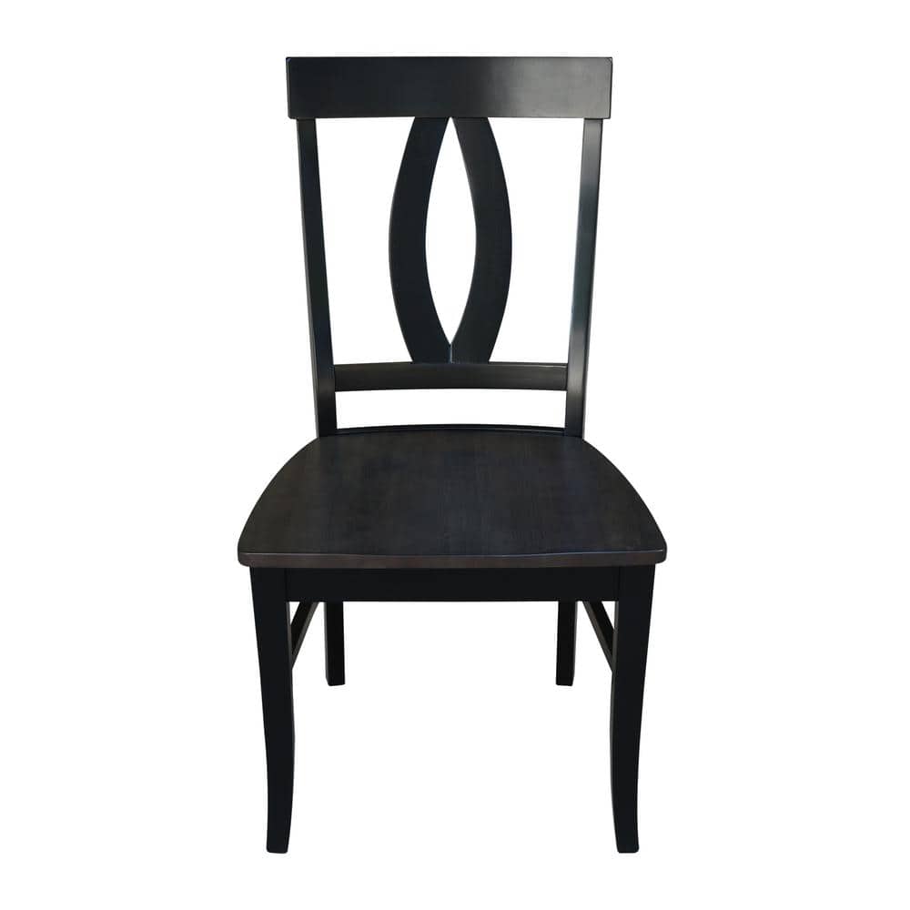 Elegant Cosmo High-Back Side Chair in Coal-Black Solid Wood