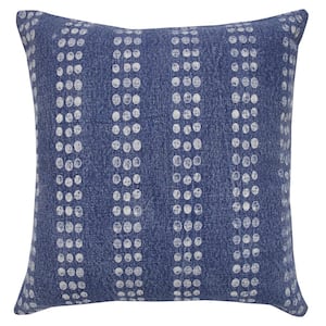 Polka Dot Blue/White 20 in. x 20 in. Stripe Stonewash Throw  Indoor low