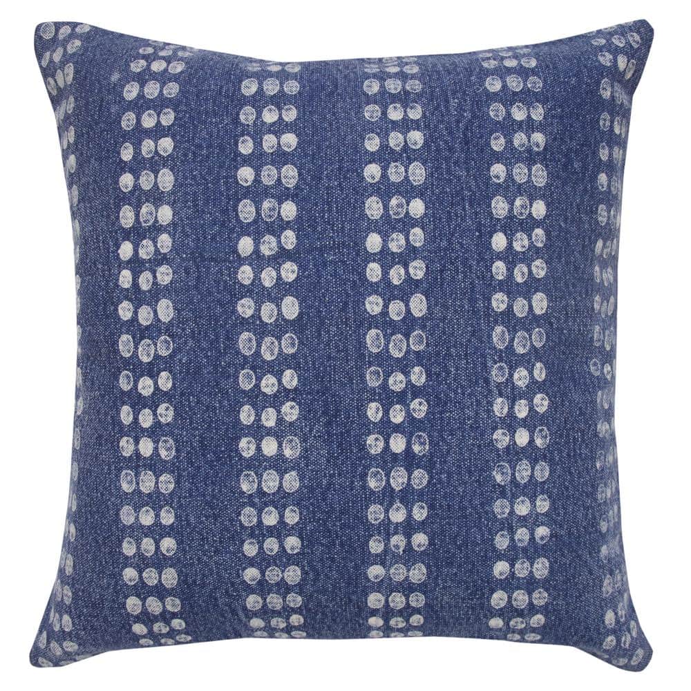 Polka Dot Blue/White 20 in. x 20 in. Stripe Stonewash Throw  Indoor low