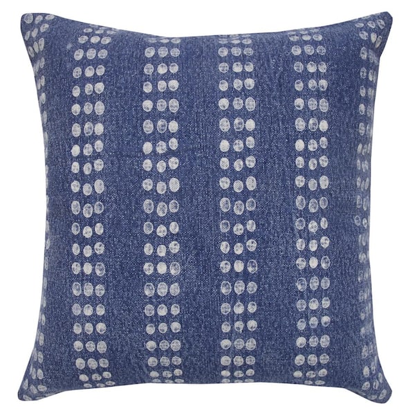 Unbranded Polka Dot Blue/White 20 in. x 20 in. Stripe Stonewash Throw  Indoor low