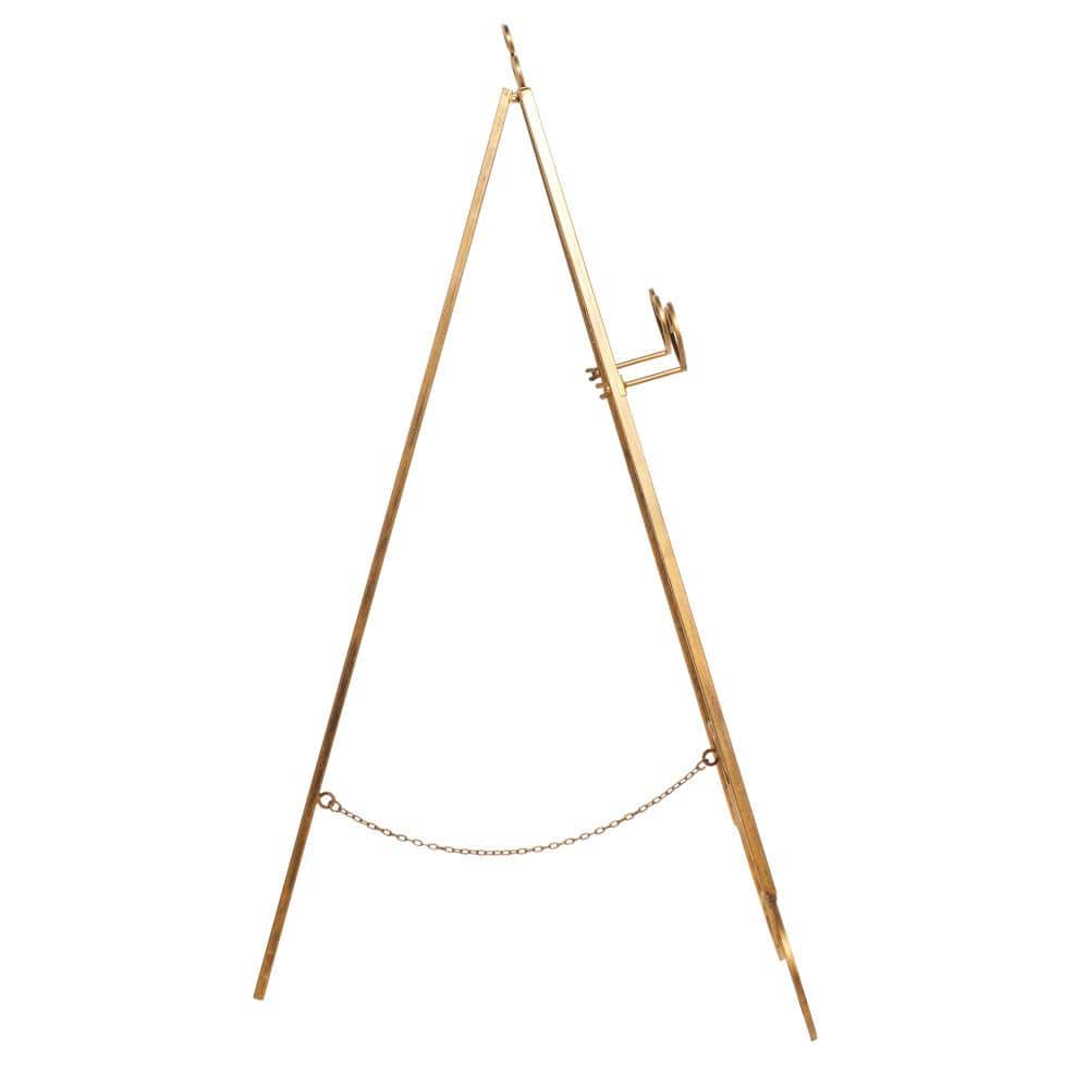 Gold Metal Scroll Adjustable Floor Easel with Chain Support