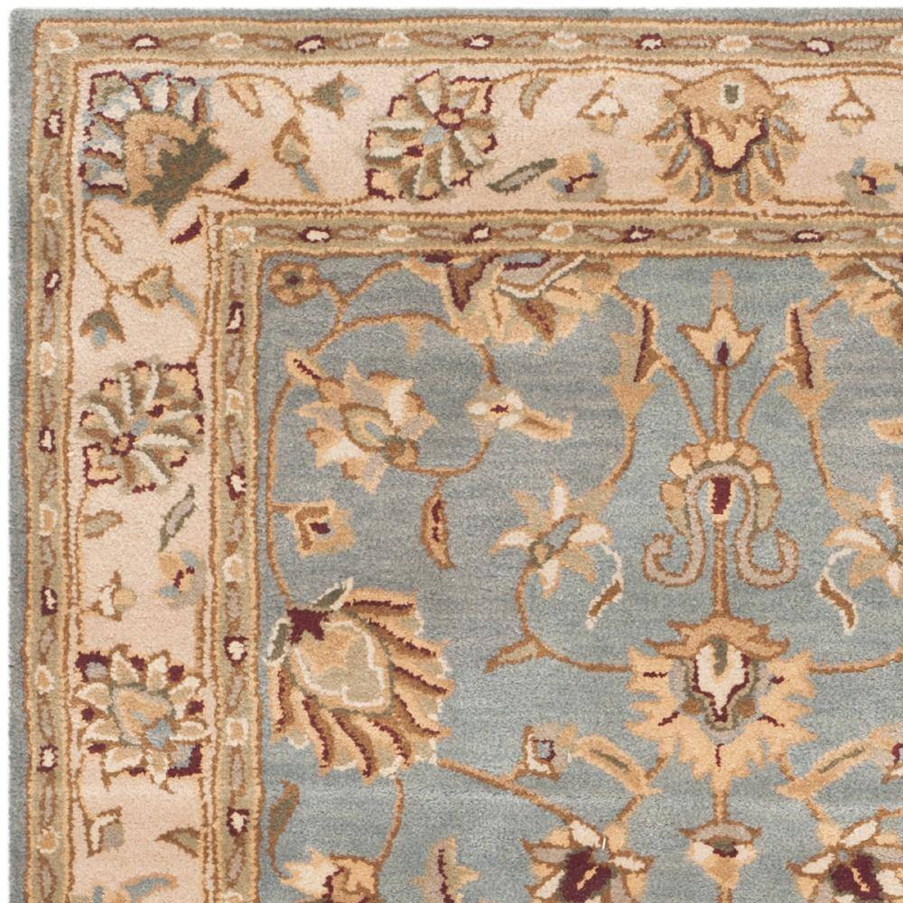 Handmade Blue and Beige Wool Tufted Accent Rug