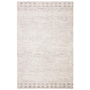 Abstract Ivory/Gray 10 ft. x 14 ft. Geometric Striped Area Rug