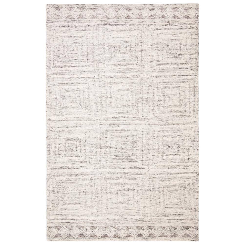 Handmade Ivory & Grey Abstract Wool Area Rug, 11' x 15'