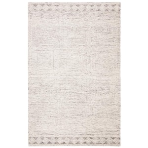 Abstract Ivory/Gray 11 ft. x 15 ft. Geometric Striped Area Rug