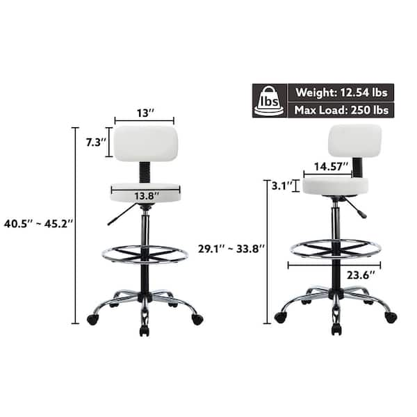 HOMESTOCK Espresso Faux Leather Drafting Stool for Office, Studio,  Adjustable Height with Backrest and Rolling Wheels 85502W - The Home Depot