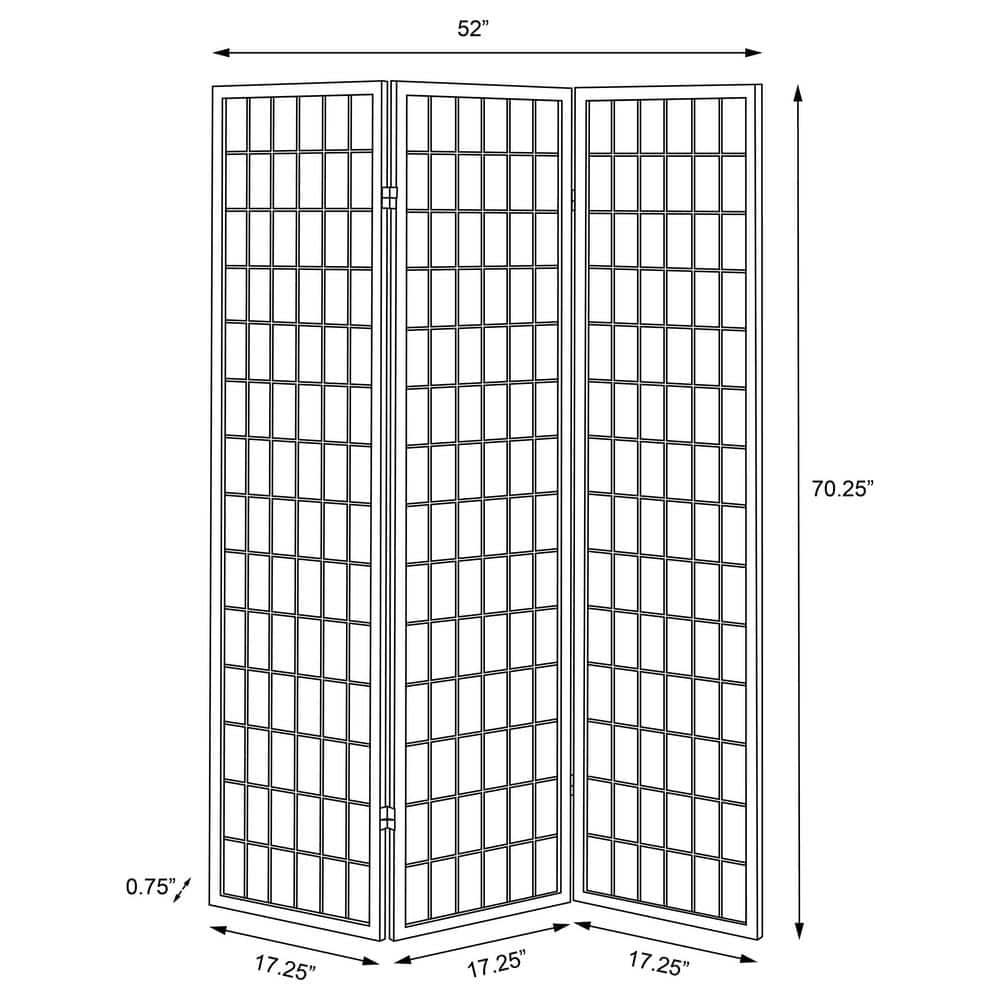 Gold and White 3-Panel Shoji Folding Room Divider