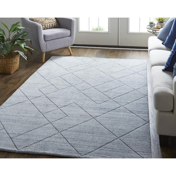 4 x 6 Gray, Ivory Striped Area Rug