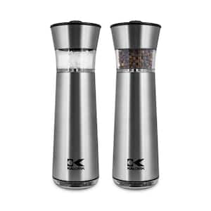 Easygrind Electric Gravity Salt and Pepper Grinder Set in Stainless Steel