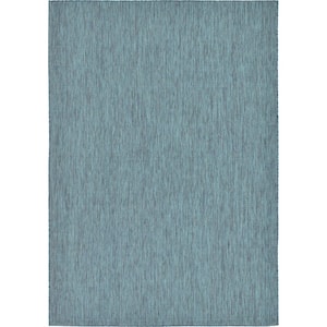 Outdoor Solid Teal 7' 0 x 10' 0 Area Rug